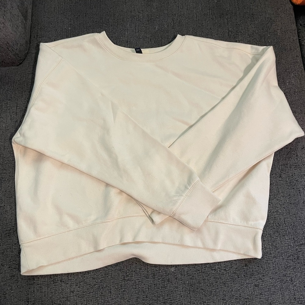 cream cropped crew neck
